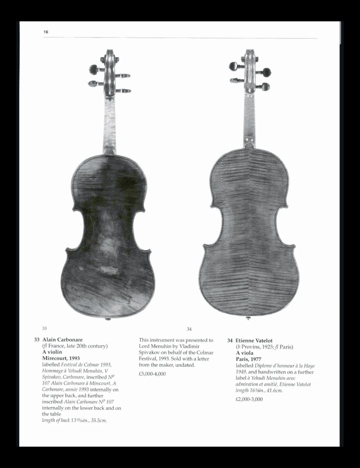 Page de catalogue Sotheby’s de 1999, avec le lot Carbonare