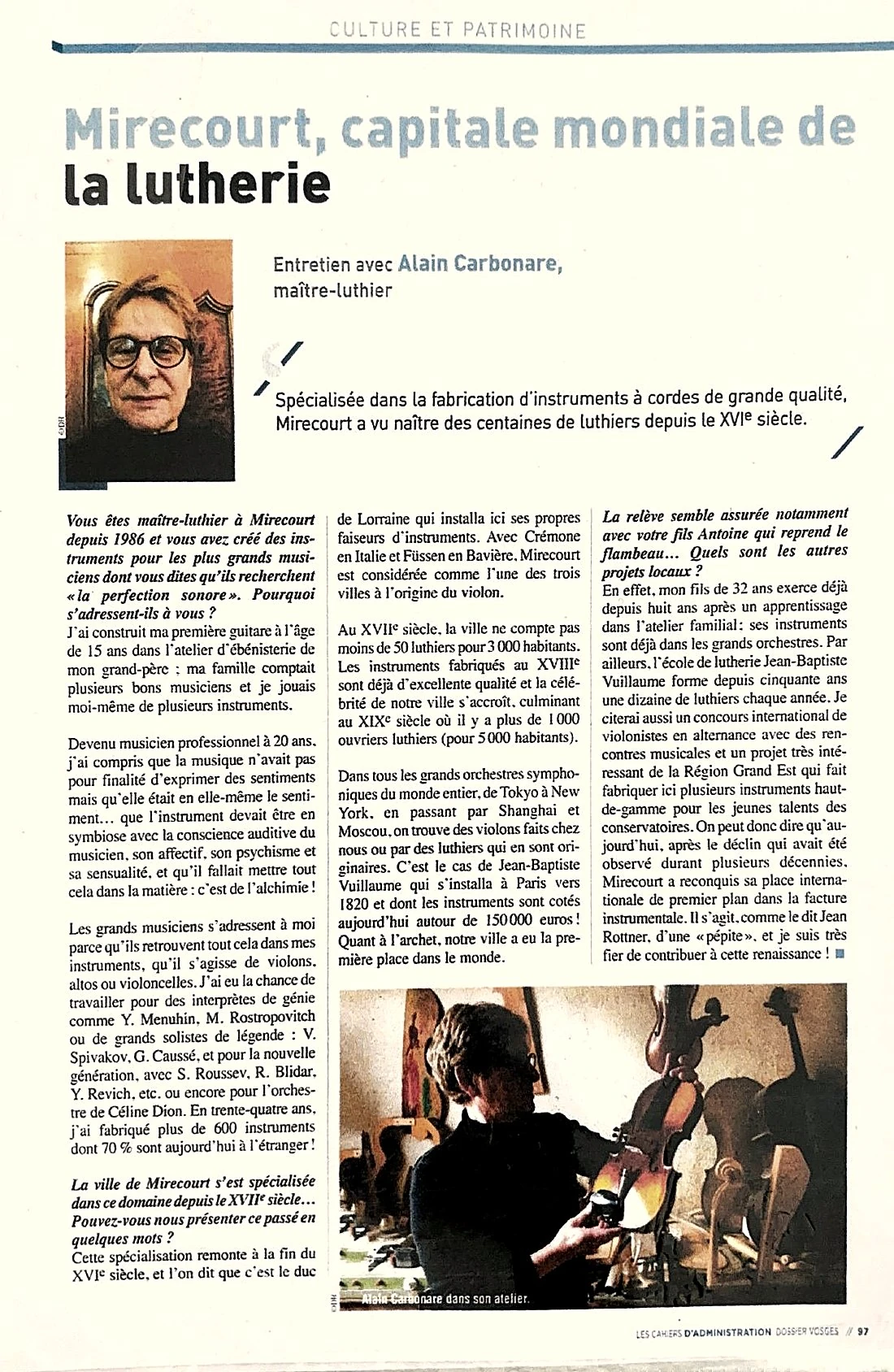 Archive de presse relative à Alain Carbonare, reproduite sous forme de document numérisé