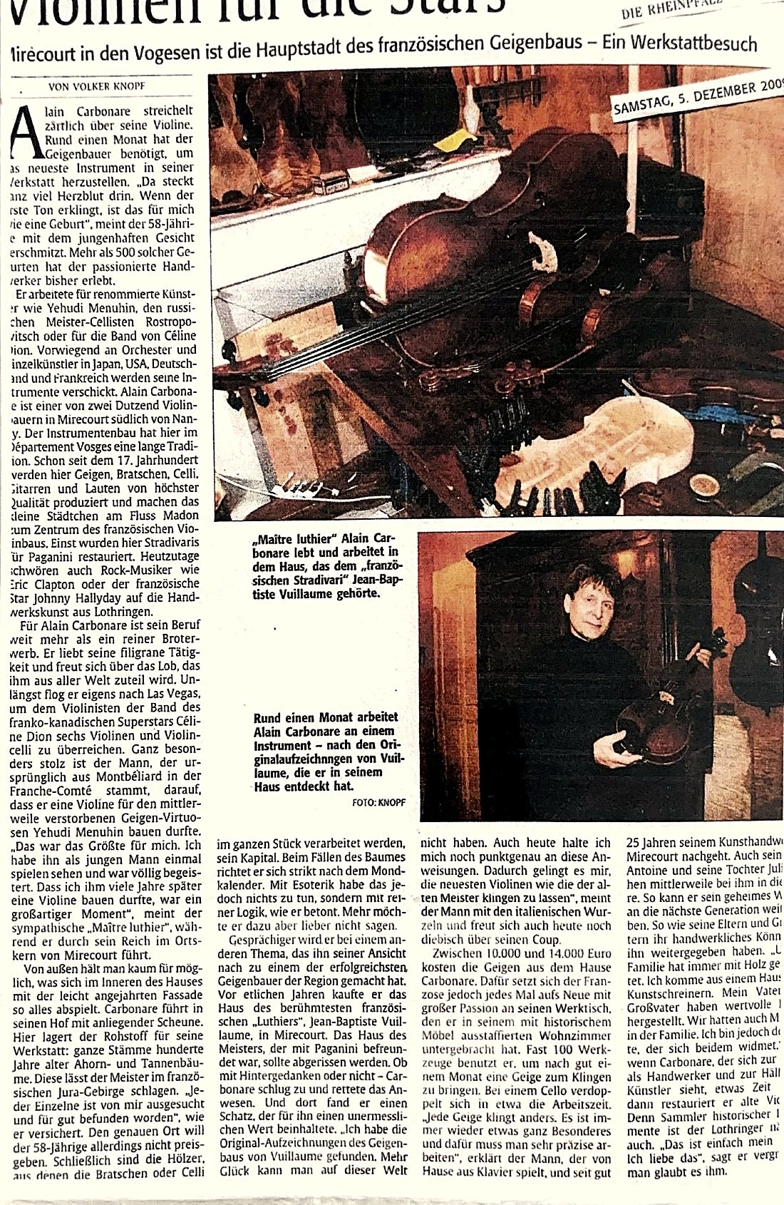 Archive de presse relative à Alain Carbonare, reproduite sous forme de document numérisé