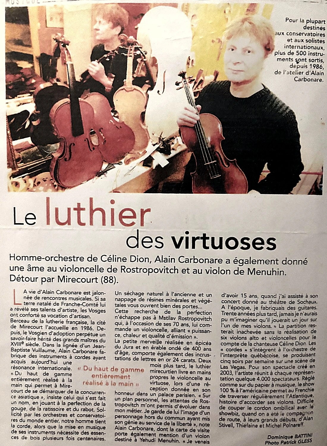 Archive de presse relative à Alain Carbonare, reproduite sous forme de document numérisé